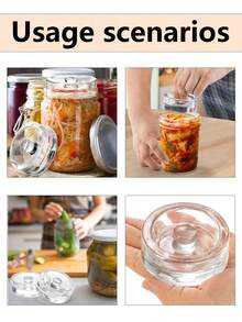 4 piezas/10 piezas Pesos de vidrio para fermentación con asa de agarre fácil, adecuados para tarros de boca ancha, tarros de especias, utensilios de cocina, tapas de recipientes de almacenamiento hermético, fermentación de queso - Ver 2