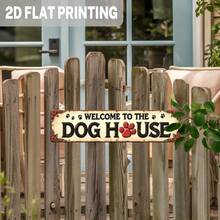 2D Flat 1pc Vintage "Welcome To The Dog House" Metal Sign - Retro Pet Paw Print & Rose Wall Decor, Suitable For Farmhouse, Porch - Dog Lover Gift, 3.93x15.74 Inches, Rustic Decor, Entryway Accent, Durable Outdoor Decoration, 2D Flat - A - View 7