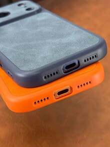 Luxury Soft Skin Feel Faux Leather Shockproof Case Compatible With IPhone 17 ProMax 17Pro 17 16 15 14 13 Pro Max Camera Protection Back Cover - Dark Blue - View 7