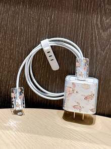 极简主义苹果充电器保护套，海龟图案，适用于20W 15充电线、16 Pro Max手机数据线、13/14 Plus手机，防止弯折和啃咬。 - 彩色 - 查看 4