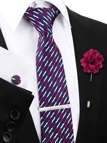 男士时尚商务领带套装（4件套） - 领带、袖扣、领带夹、胸针，适合休闲衬衫、派对、聚会等场合。 - 彩色 - 查看 53