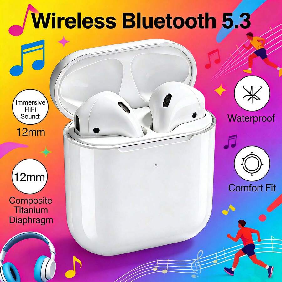 Newmine T2S 藍牙耳機 藍牙 5.3 超長續航 低延遲鈦膜音質 無感觸控 Lightning 介面通用運動遊戲耳機 - 查看 1