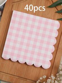 40pcs Disposable Lace Pattern Napkins, 9.84 Inch Square 3-Ply Table Napkins (40pcs), Yellow Plaid Tabletop Napkins, Suitable For Birthday Party, Summer Party, Wedding Party, Wedding Table Decor - Multicolor - View 11