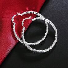 925纯银镀层40毫米竹节圆环耳环，女士派对订婚婚礼经典时尚魅力首饰 - 銀色 - 查看 4