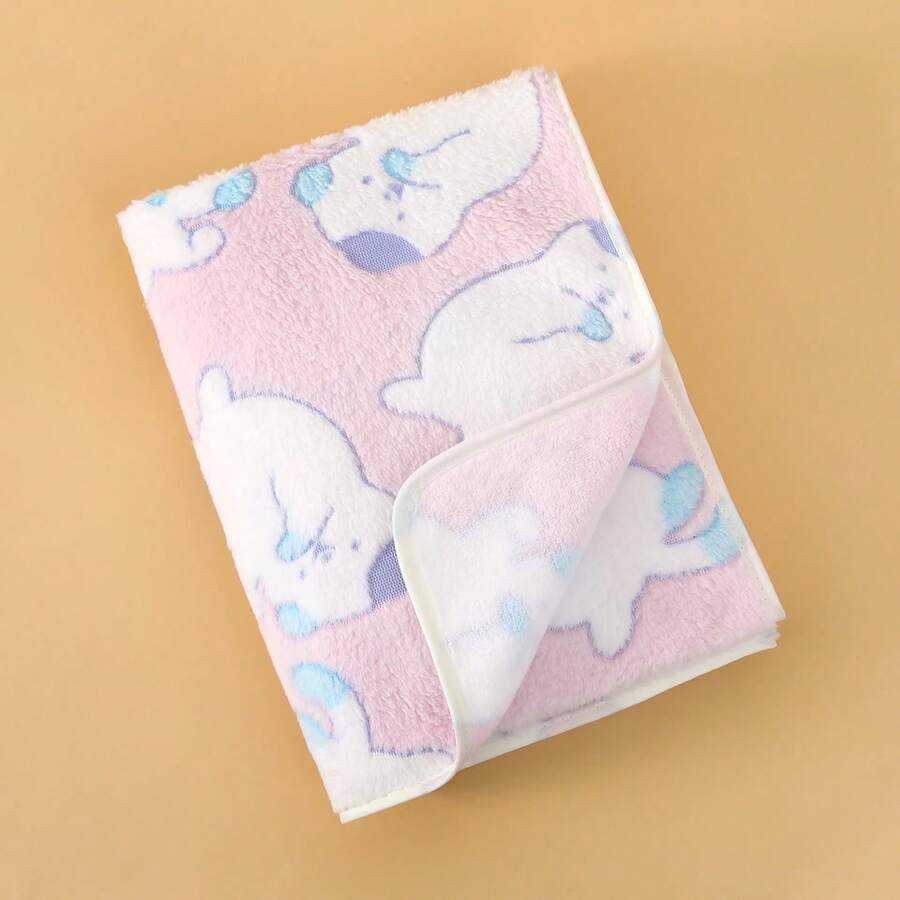 Yue Ye 1pc Cartoon Print Coral Fleece Fabric, Soft & Skin-Friendly, Absorbent, Multipurpose - Can Be Used As Towel, Wrap, Blanket For Home, Bathroom, Outdoor