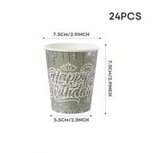 鼠尾草绿银色闪光生日快乐一次性餐具套装，包含9英寸和7英寸纸盘、纸杯和餐巾纸，优雅的鼠尾草绿生日派对用品，饰有皇冠和闪闪发光的图案，非常适合成人派对、里程碑生日、晚宴等场合。 - 多色 - 查看 6