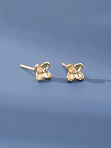 1 Pasang Anting Stud Kupu-Kupu Berongga Perak Sterling S925, Desain Unik, Anting Serbaguna untuk Wanita, Cocok untuk Perjalanan Sehari-hari - bunga - View 7