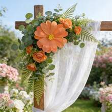Large Artificial Daisy 50cm Plastic Flower With Bendable Stem Flexible Petals For Wedding Decor Party Layouts - Orange Color - View 3