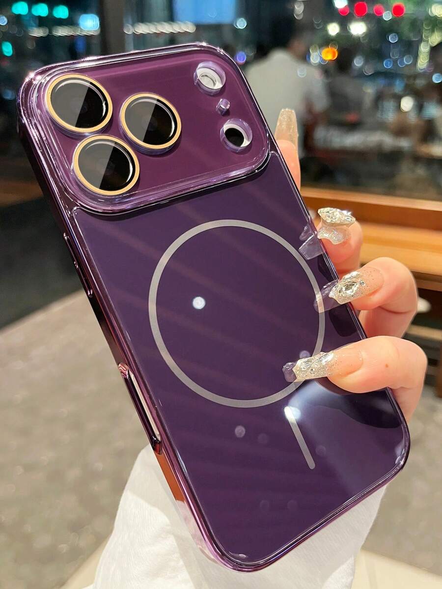 1 ốp lưng nam châm mạnh mẽ, tối giản, mạ điện cho iPhone 17 Air 16 15 14 13 12 Pro Plus Max, hỗ trợ sạc không dây, chất liệu silicon mềm. - Màu tím - Xem 1