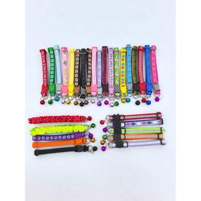 Bộ 10 vòng cổ điều chỉnh được cho thú cưng, phù hợp với chó và mèo nhỏ, nhiều màu sắc và kiểu dáng, mềm mại và thoải mái, có chuông, đồ dùng cho thú cưng là chó con và mèo con.