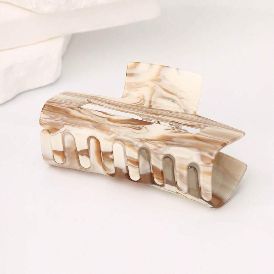 1pc Latte Marble Hair Claw Clip, Hair Styling Accessory - Multicolor - View 1