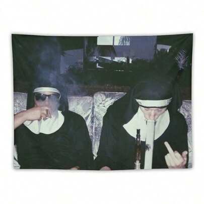Nuns Smoking Banner Flag Wall Art Hanging,For Decorate Clubs Concerts Bars University Dormitories Living Rooms Bedrooms Decor Tapestry Parties,Gift,Room Decor,Flags,Tapestry For Bedroom,Living Room Deccor,Wall Deocr,Tapestry, Wall Tapestry, Wall Hanging, Boho Tapestry, Wall Decor, Wall Art, Bohemian Tapestry, Mandala Tapestry, Floral Tapestry, Vintage Tapestry, Bedroom Tapestry, Living Room Tapestry, Aesthetic Tapestry, Rustic Tapestry, Farmhouse Tapestry, Nature Tapestry, Fabric Wall Hanging, Art Tapestry, Lightweight Tapestry, Decorative Tapestry Edgy Dorm Room Aesthetic, Sarcastic Funny Wall Banner, Irony Core Poster Tapestry, Cool Girl Bedroom Graphic, Rebel Nun Kitscah Decor