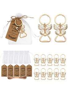 Set de 40 piezas/20 piezas de abrebotellas con diseño de mariposa - Incluye 5 abrebotellas, 5 tarjetas, 5 cuerdas y 5 bolsas de lino. Decorado con un patrón de mariposa, con un diseño exquisitamente calado, adecuado como decoración elegante o como obsequio ideal para fiestas. Excelente para el Día de la Madre, fiestas de cumpleaños, bodas, graduaciones, picnics, eventos temáticos y diversas celebraciones. - Talla única - Ver 1