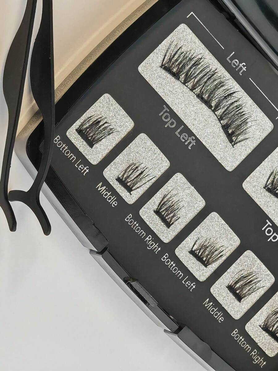 Pestañas magnéticas con relieve 3D, aspecto natural (sin necesidad de delineador), 3 grupos magnéticos con clips de doble reutilizables - Ver 1