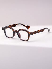1 Pair Women's Geometric Rivet Retro Versatile Decorative Non-Prescription Glasses, Suitable For Daily Wear - Clear - View 1