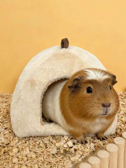 Cute Spotted Hamster/Ferret Nest, Washable Warm Pet Bed, Brown Spotted Pattern, Coral Fleece Material, Brown Hamster Winter Warm Hanging Bed Cute Bear House With Mattress Small Animal Cage Accessories, Suitable For Small Animals, Hamsters, Pet Supplies, Hamster Cage