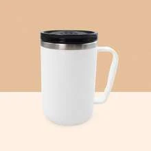 1pc 450ml Double Wall Insulated Coffee Mug With Lid, 304 Stainless Steel Inner PP Plastic Outer Thermal Cup, Leakproof Reusable Travel Tumbler For Hot & Cold Drinks, Home Office Car Use - Multicolor - View 9