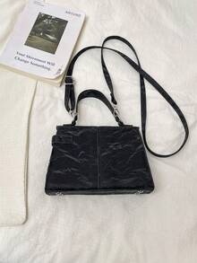 New Versatile Elegant One Shoulder Handbag, Casual Tote Crossbody Bag - Black - View 7