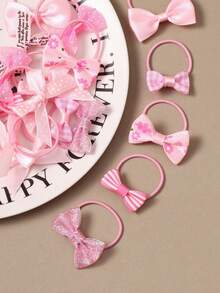 2 chiếc dây buộc tóc nơ hình vũ công ba lê màu hồng, phụ kiện buộc tóc đuôi ngựa dễ thương. - Hồng - Xem 3