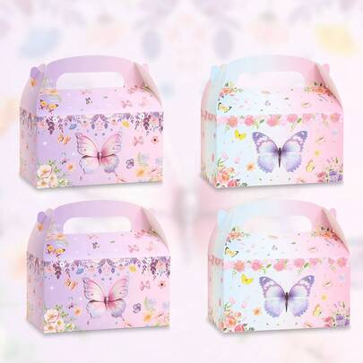Hộp quà tặng in hình bướm và hoa tươi (6/14/20 chiếc), hộp giấy cứng di động, thích hợp cho tiệc sinh nhật, lễ rửa tội, đám cưới, tiệc cô dâu, quà tặng ngày lễ và đồ dùng tiệc tùng.