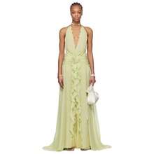 Summer New Women's Fashion Elegant Temperament Long Dress Goddess Sexy V-Neck Sleeveless Three-Dimensional Floral Ruffle Seaside Vacation Flowing Long Dress In Multiple Colors For Parties, Banquets, And Dates - 綠色 - 查看 5