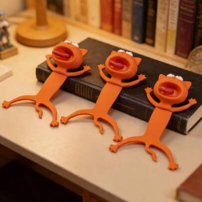 3D Slouchy Cat Bookmark, 3D Printed Funny & Cute Animal Bookmark, Learning Supplies