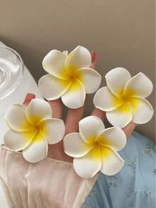 4 Stücke Blumen-förmige Plumeria leichte Kunststoff Haarspangen, modisch vielseitig, feenhaft, elegant, hochwertig Seitenklemme Haarclips, geeignet für tägliche Ausflüge, Lässig Partys, Pendeln, Urlaub, Haarstyling, Gesichtswäsche, Make-up, passend zu Kleidung, Schmuck, Kopfbedeckung, Accessoires, Klemme, Sommer, Urlaub, Reise - Verschiedenfarbig - Übersicht 1