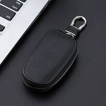 高级汽车钥匙链收纳包，带拉链，防刮防尘，适合商务男士，多功能PU钥匙包，腰夹钥匙链，大容量汽车钥匙袋，男女通用 - 彩色 - 查看 7