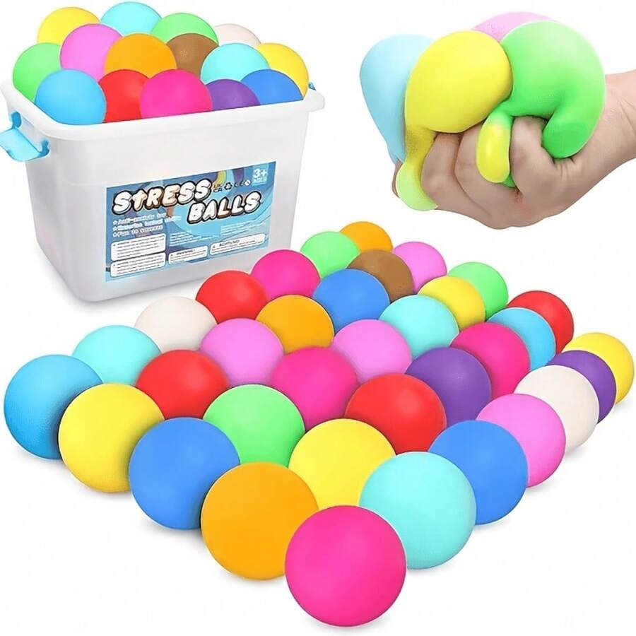 Multi-Pack - Colorful Creative Stress-Relief Dough Balls - A Variety Of Colors Spark Imaginative Play; Squeezing Them Effectively Relieves Stress And Soothes Tension - 彩色 - 查看 1