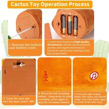 2026 Hot Popular Dancing Talking Cactus Toy, Singing Recording Mimicking Toy That Repeats What You Say, Musical Interactive Toddler Toy 1-Year-Old Boys & Girls, Easter Basket Stuffers & Gifts, Daily Home Companionship And Outdoor Gifting - 仙人掌玩具 - 查看 8