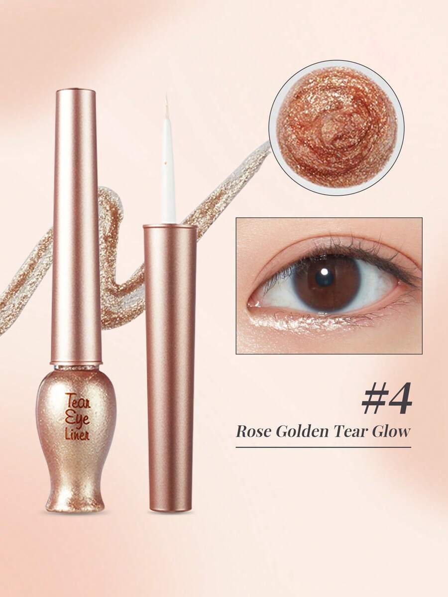 ETUDE Waterproof Liquid Eyeliner, Long-Lasting Black, Smudge-Proof, Dense Eyeliner, Perfect For Festivals And Makeup Gifts, Waterproof And Sweat-Resistant - Designed To Be Smudge-Proof, Easy To Apply, Quick-Drying, Suitable For Professional And Daily Use, Great For Makeup Lovers And Beginners, Korean Eyeliner. 8g/0.28oz - #4 Rose Golden Tear Glow - View 1