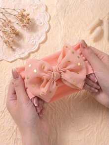6件套婴儿粉彩色发带套装，柔软3D大蝴蝶结装饰公主发饰，弹性新生儿发夹，适合日常使用 - 彩色 - 查看 6