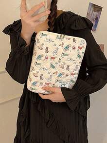Bolsa para laptop estilo estudante, com estampa fofa de cachorro, ideal para laptops de 11", 13" e 15". Compacta e portátil, pode ser usada como pasta para documentos, capa protetora ou bolsa para transportar o laptop. Perfeita para meninas, adolescentes, meninos e estudantes universitários. Também compatível com tablets de 9 a 15 polegadas, como Air, 4, 5, Pro, 11, Mini, 5 e 6. Design resistente a impactos. - Multicolorido - Ver 10