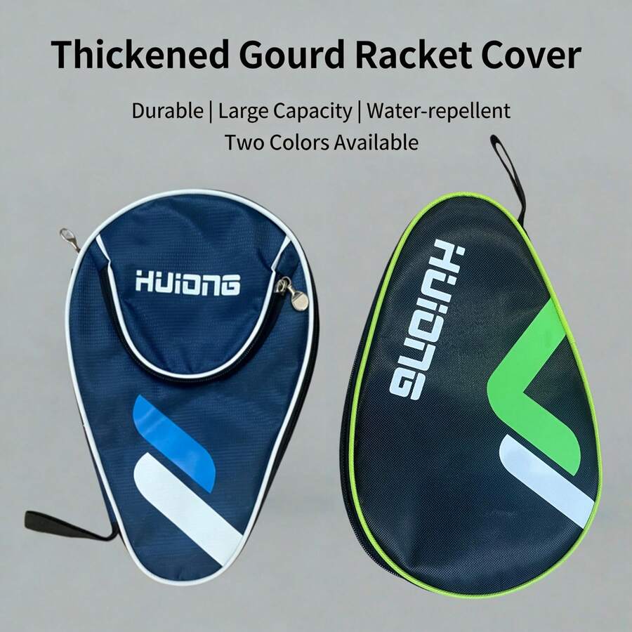 Thickened Gourd-Shaped Table Tennis Racket Case With Ball Compartment, Ping Pong Paddle Cover And Ball Holder Bag - Blue and White - View 1