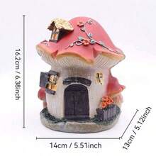 1pc Handpainted Resin Mushroom House Ornament, Home Decor, Creative Garden Yard Decoration - Mushroom House - View 11
