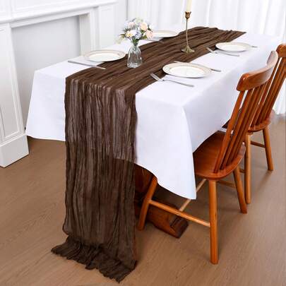 1 adet Kahverengi Tül Masa Örtüsü, 35x120 İnç Tül Boho Tarzı, 10 Feet Tül Düğün Dekorasyonu, Doğum Günü Partisi, Bebek Partisi, Masa Dekorasyonu