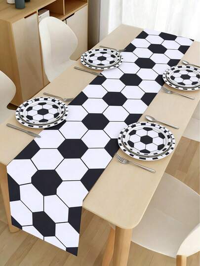 1 khăn trải bàn bóng đá, khăn trải bàn họa tiết bóng đá đen trắng, kích thước 180*35cm, chất liệu polyester, phụ kiện tiệc bóng đá, trang trí sinh nhật, trang trí sự kiện bóng đá, quà tặng cho người hâm mộ bóng đá, phụ kiện tiệc sinh nhật chủ đề thể thao, phụ kiện tiệc bàn thắng vui nhộn, phụ kiện tiệc World Cup bóng đá, trang trí tiệc ngày lễ, trang trí nhà cửa, trang trí phòng, trang trí nhà bếp, trang trí bàn ăn, trang trí World Cup 2026, quà tặng tiệc tùng