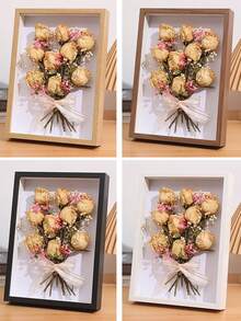 1个DIY木质镂空相框 3D干花相框 无配件展示架 永生玫瑰手工相框 婚礼纪念品墙饰 - 相框 - 查看 4