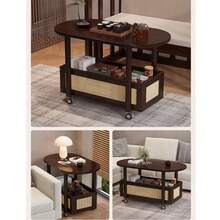 Portable Wheels Mobile Table Laptop Desk Adjustable Height Overbed Sofa Side - Brown - View 5