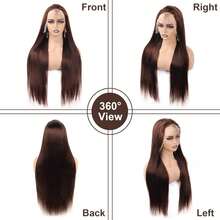 34inch Chocolate Brown Lace Front Wig 250 Density Brown Straight Human Hair Wig 13x4 Dark Brown Wig Human Hair Chocolate Brown Wigs With Baby Hair #4 Color Wigs For Women - S4 - 查看 5