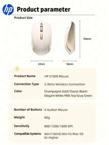HP S1000 Plus 可爱静音无线鼠标，2.4GHz 便携式 USB 鼠标，即插即用，适用于台式机和笔记本电脑，完美的节日礼物 - 查看 12