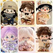 1 pieza [solo ropa] Vestido de muñeca de algodón de 20 cm, falda de vestir diario de muñeca de peluche de 20 cm, ropa de personaje de anime unisex, muñeca de peluche suave, regalo asequible y lindo para niñas - Multicolor - Ver 2