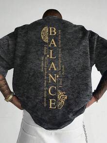 1pc Men's Fashionable Printed Loose Fit Short Sleeve T-Shirt | Exquisite Design | Summer Essential | Easy To Match, Showcase Your Style - Black - View 1