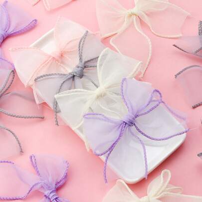 10 chiếc nơ cài áo bằng vải chiffon thủ công, phụ kiện trang trí hộp quà, bó hoa, bao bì quà tặng, ghim cài áo thủ công, nơ trang trí túi xách.