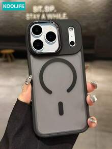 Koolife 1pc Magnetic Wireless Charging Protective Case, 2-In-1 PC+TPU, Skin-Friendly Feel, Mysterious Frosted, Anti-Slip Anti-Drop, Compatible With Apple 17/17 Pro/17 Pro Max/17 Air/16 Series/15/14/13/12/11 & Galaxy S26/S26 Ultra/S25 Ultra/S24 Plus/S23/S22 - Black - View 3