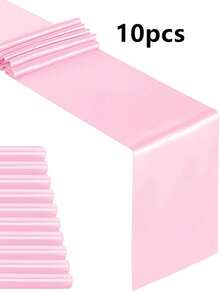 2pcs/5pcs/10pcs Pink Satin Table Runner, Long Silk Table Runner, Suitable For Wedding, Baby Shower, Bridal Shower, Hotel, Home, Party, Outdoor Event, Graduation Ceremony, Birthday Party, Wedding Reception And Other Occasions - Pink - View 11