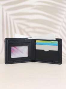 HOVI'S Billetera casual de viaje, moda portátil de gran capacidad, multi-tarjeta, billetera corta, regalo de vacaciones - Negro - Ver 5