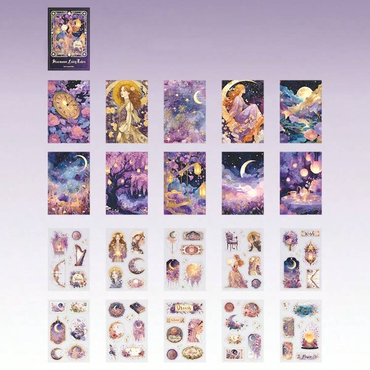 20张/包 女神童话主题贴纸，创意美学贴纸，DIY装饰剪贴簿工艺材料，节日礼物，个性化剪贴簿学习用品 - 款式 3 - 查看 14