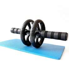 1pc Dual Wheel Abdominal Roller, Home Fitness Abdominal Wheel Trainer, Unisex Non-Slip Abdominal Roller, Gym & Home Exercise Equipment For Core Strength Training And Shaping - Black - View 6