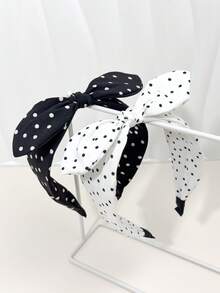 2pcs Polka Dot Casual Polyester Headbands, Suitable For All Seasons - Multicolor - View 3